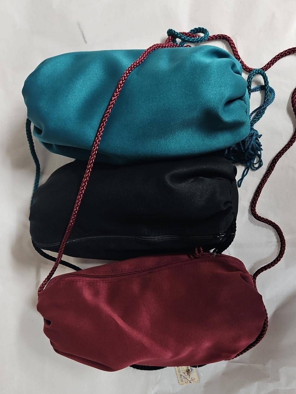 Satin Bags Black Maroon Teal Bundle Of 3